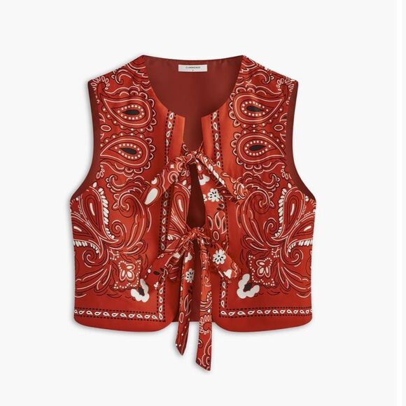 Commense Paisley Printed Tie Front Vest NWT XS - Picture 1 of 4